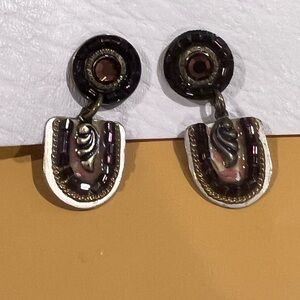 Vintage Signed Sorrelli Bronze Tone Multicolor Stones Stud Post Earrings